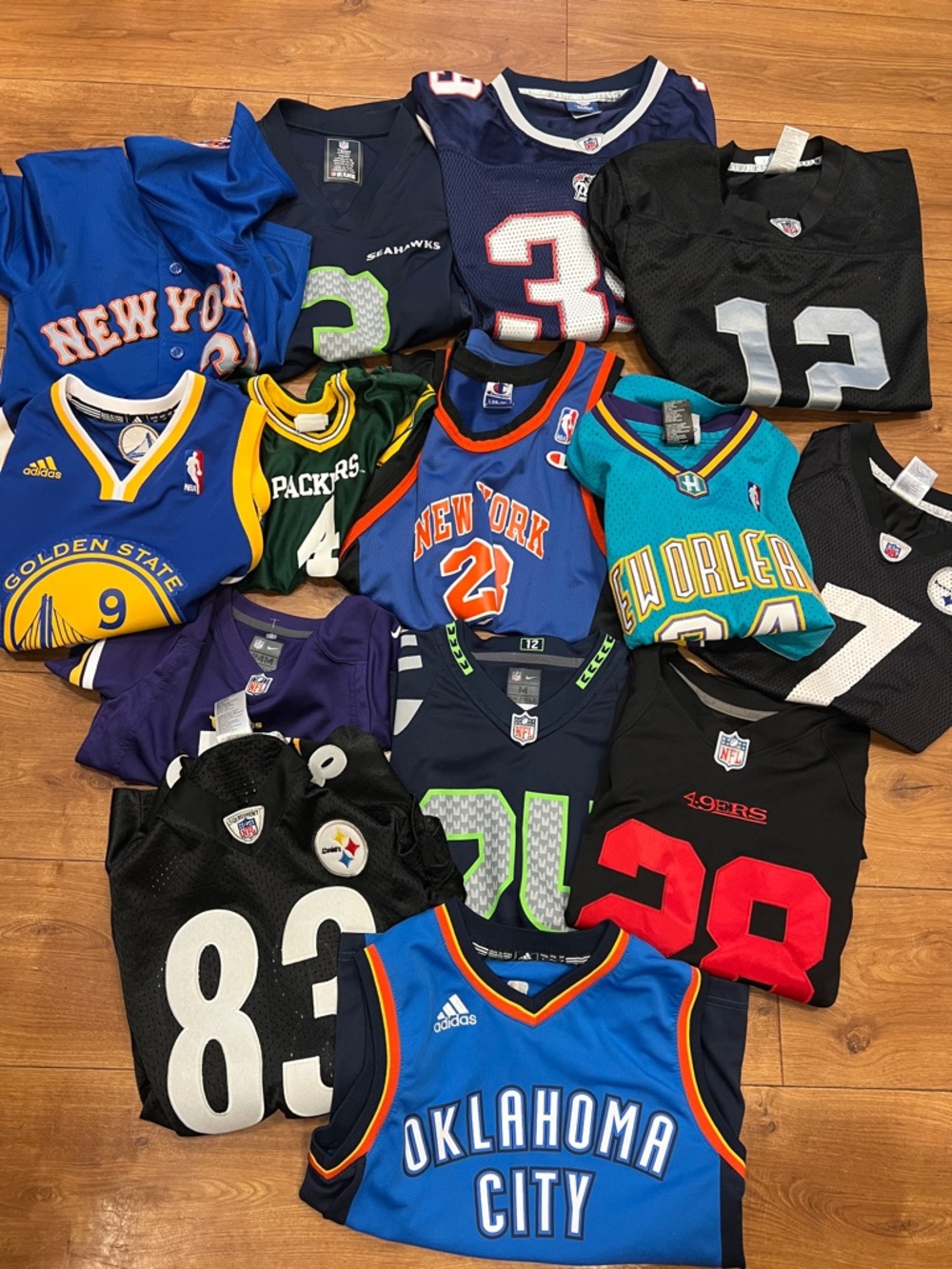 Kids NBA, NFL, MBL Jersey Bundle